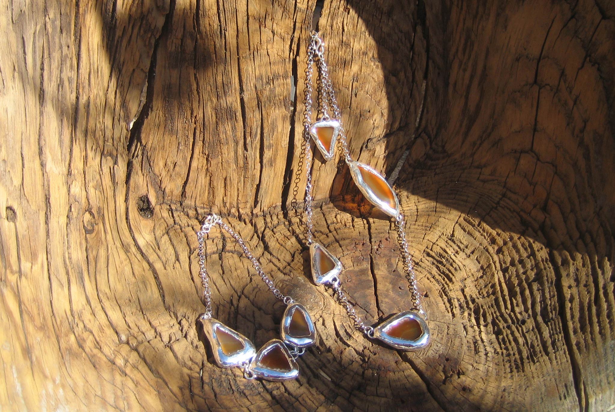 Girocollo e collana in argento e agate